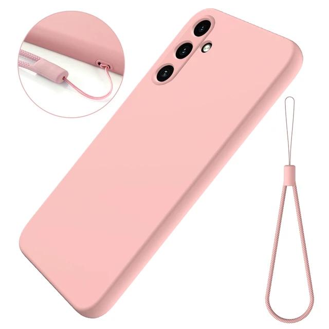 For Samsung Galaxy A55 A54 A35 A34 A25 A24 A15 A14 Case Liquid Silicon Lanyard Cover Matte Soft Shell Anti-fall Non-Slip Fundas