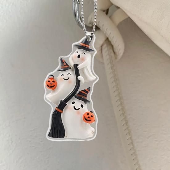 2/3/5/8/10Pcs Halloween Keychain Pendant 2D Spooky Ghost Pumpkin Design Acrylic Halloween Decoration Keychain Pendant