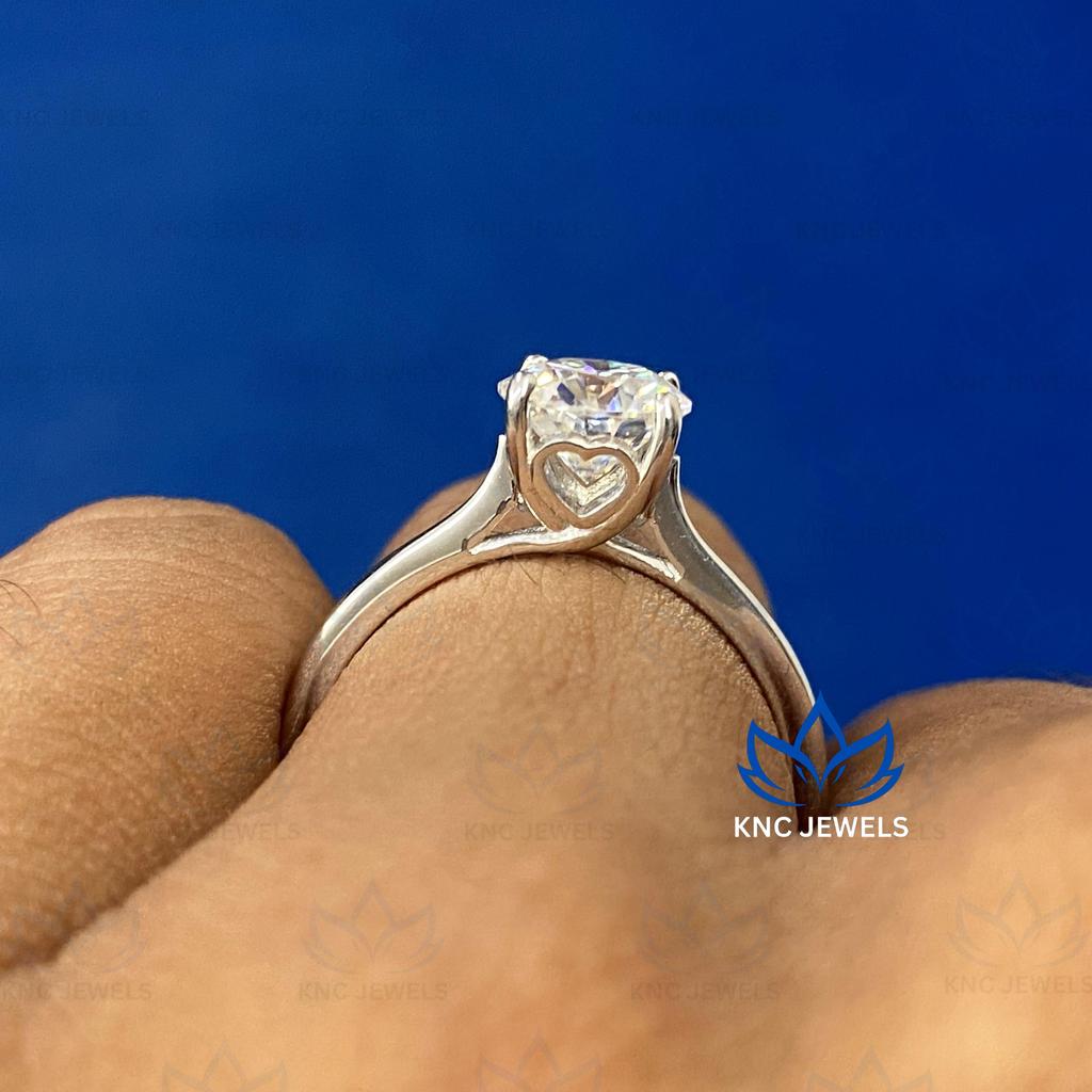 Knc Jewels Round Cut Moissanite Solitaire Engagement Ring 925 Sterling Silver Fine Jewelry