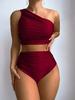 Women S Two Piece Bikini Set Sexy Printed One Shoulder Swimsuit