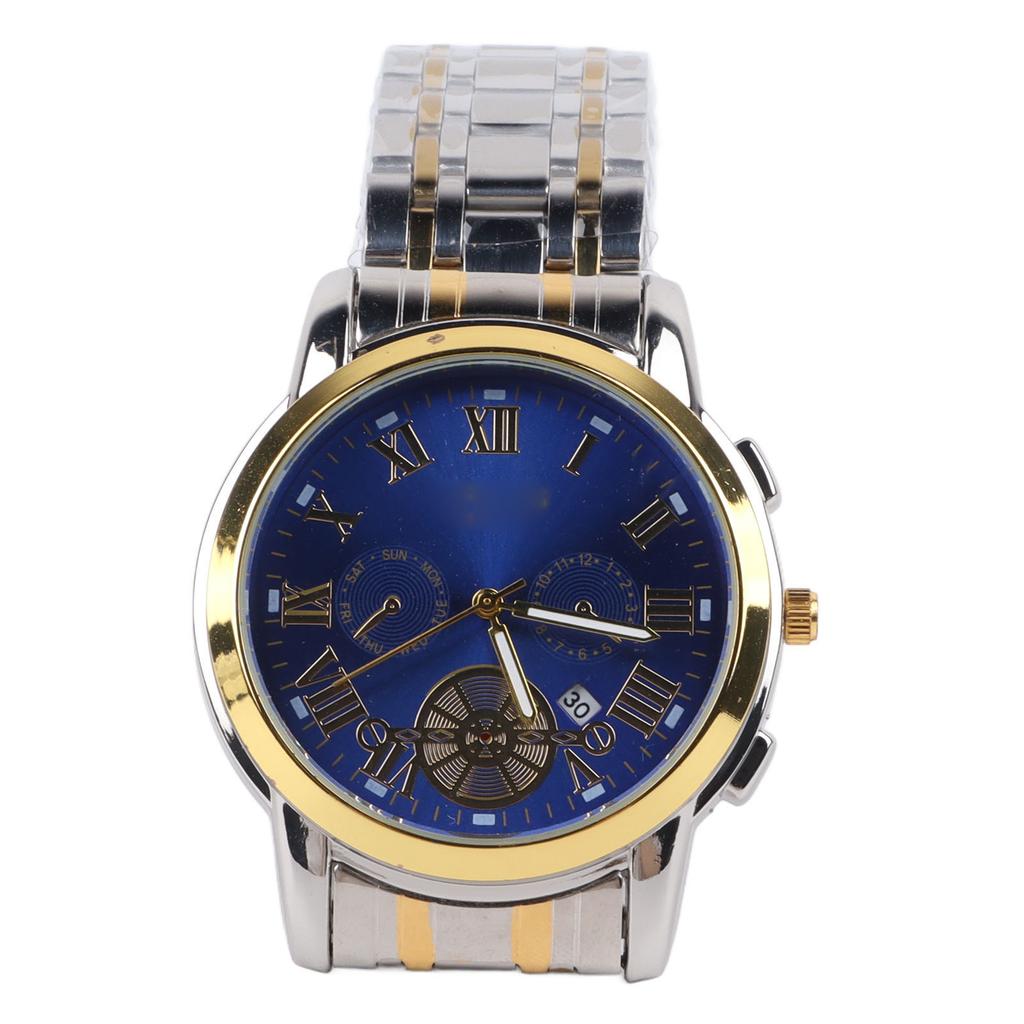 Men Wrist Watch Waterproof Stainless Steel Strap Watch with Watchband Remover for Office Travel Gold