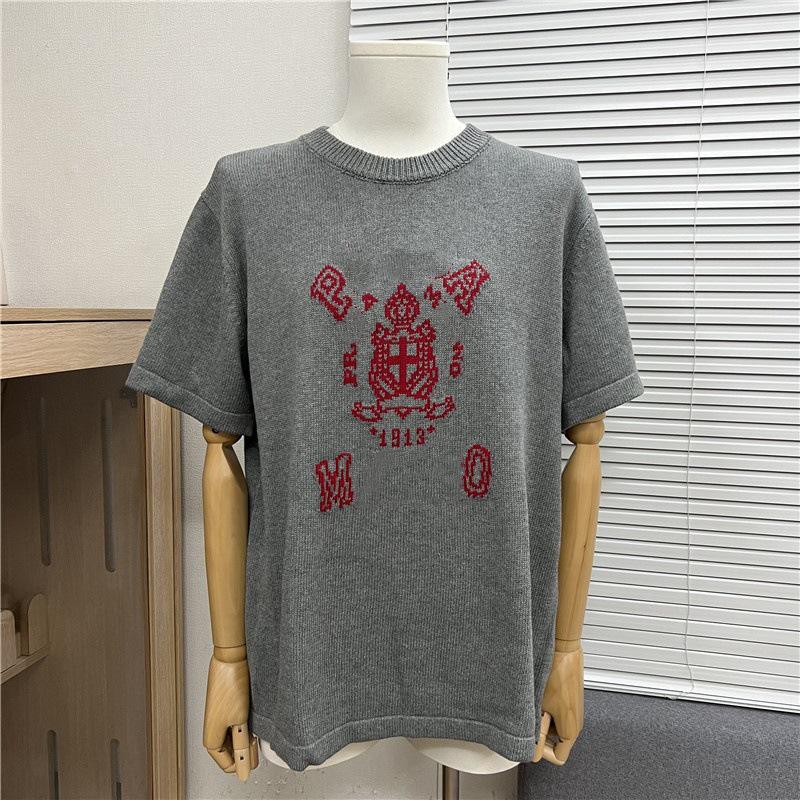 2025 Vår/Sommar Trendig Jacquardetikett Stickad Kortärmad Logotyp T-shirt