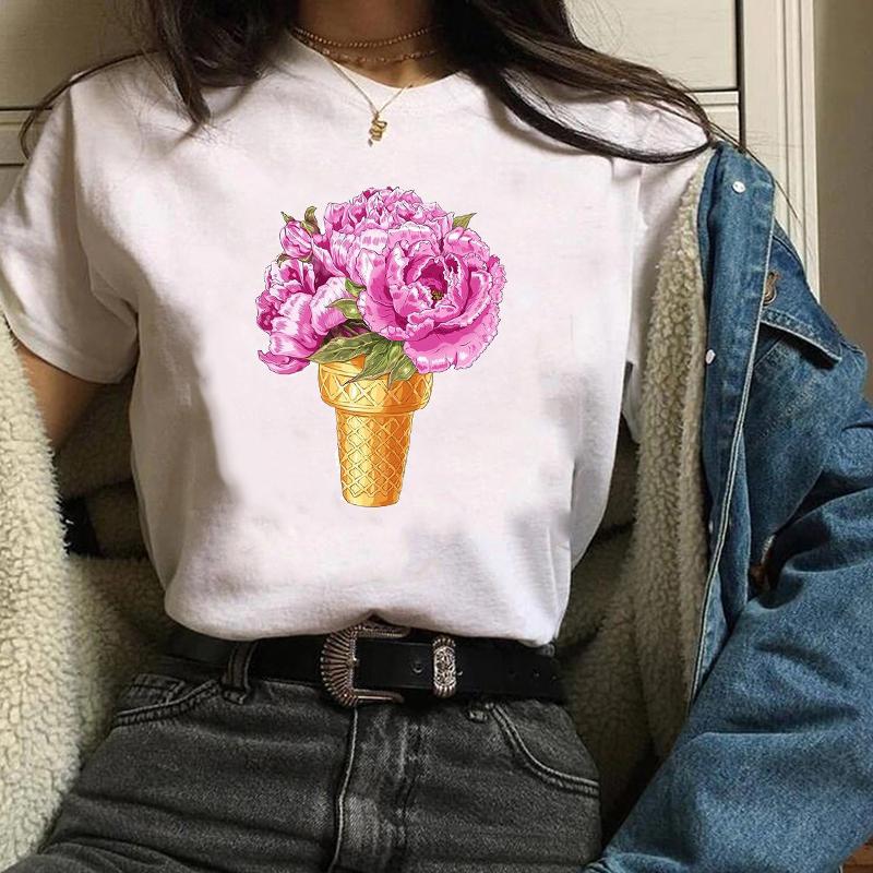 

Women Tees Print Graphic Plant Cartoon Watercolor Floral Flower Summer Autumn Lady Tops Clothing Wear T Shirt Womens T-Shirt XXL