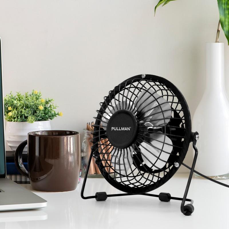 Pullman - Mini Ventilateur De Bureau Usb - Portable, Léger, Orientable - En Métal Noir