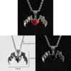 Gothic Punk Heart Shape Pendant With Alloy Drop Oil Necklace For Women