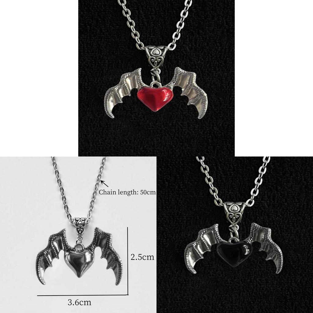 Gothic Punk Heart Shape Pendant With Alloy Drop Oil Necklace For Women