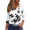Damenmode, lässig, bedrucktes Muster, Dreiviertelärmel, V-Ausschnitt, Damenoberteil