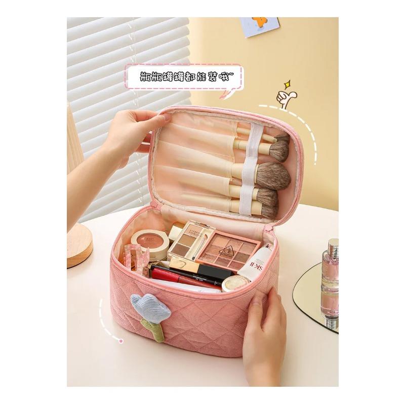 ins corduroy cosmetic bag, high-end cute niche women's storage bag, portable large-capacity cosmetic storage bag