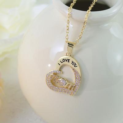 Necklace I Love You Mom Fashion Love Diamond Zircon Women's Pendant Mother's Day Gift