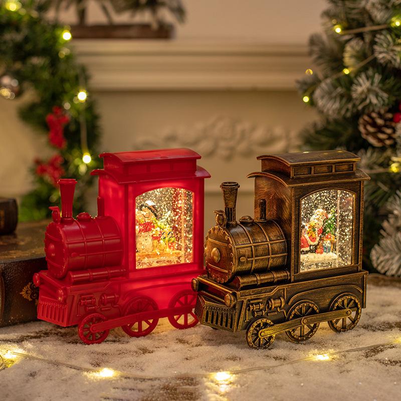 Christmas decorations LDE lights Christmas train snowflake lights Christmas desktop decoration ideas