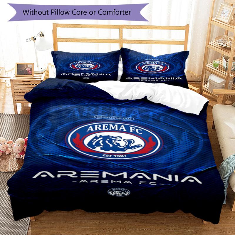 Arema Football Club Printed Pattern Duvet Cover Set – Includes 1 Duvet Cover and 2 Matching Pillowcases Bedroom Decor Christmas Gifts