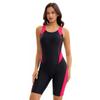 New Color-blocked One-piece Swimsuit Women's Sleeveless Five-point Pants, Wetsuit, European and American Backless Boxer Swimsuit
