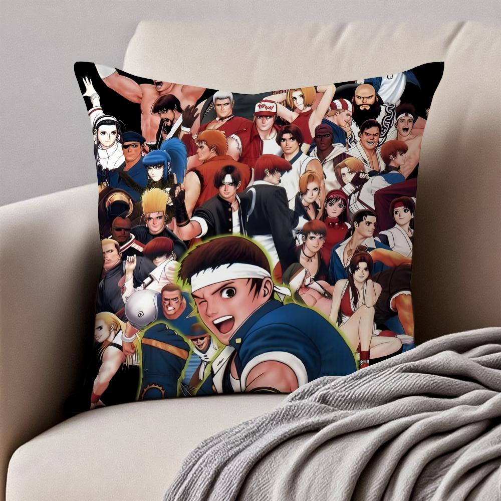 KKKing of Fighters Game Character Cushion Cover Pillowcase Antidustmite Invisible Zipper Short Plush Sofa Cushion