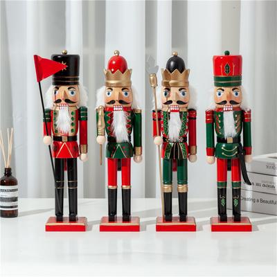 38cm Weihnachten König Nussknacker Flagge Soldat Puppen Exquisit Bemalter Nussknacker Kinder Weihnachtsgeschenk Spielzeug