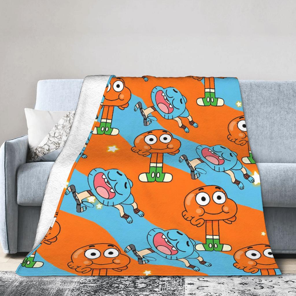 The Amazing World Of Gumballs Soft Warm Blanket  Child Plush Throw Blanket Pattern Couch Chair Flannel Bedspread Sofa Bed Cover
