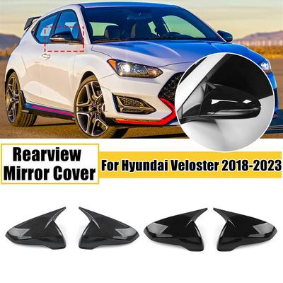 For Hyundai Veloster 2018 Car Rearview Side Mirror Cover Wing Cap Exterior Door Shell Trim ABS Carbon