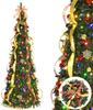 7ft Pre-Lit Christmas Tree with 200 Lights, Foldable & Easy Setup for Holiday Party
