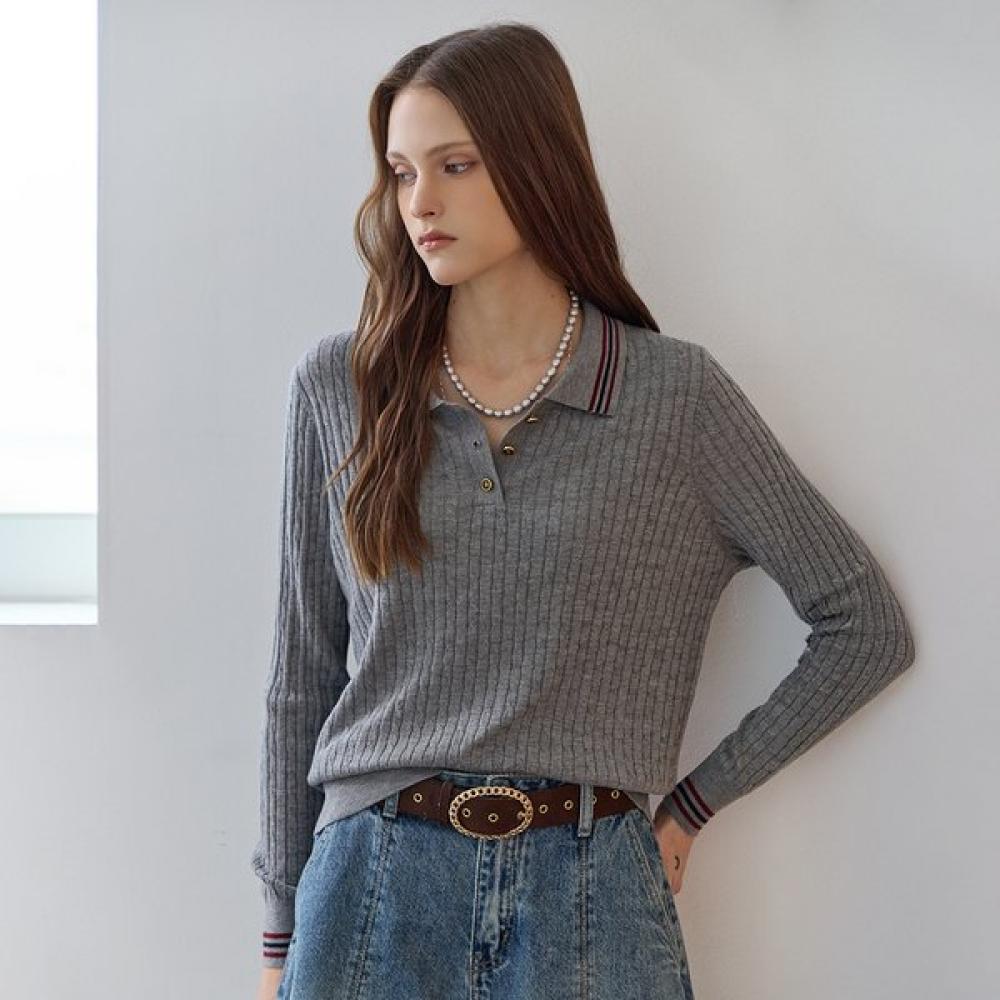 

Maxza Color Block Collar Cable Knit Ze10qk013na wines/FREE