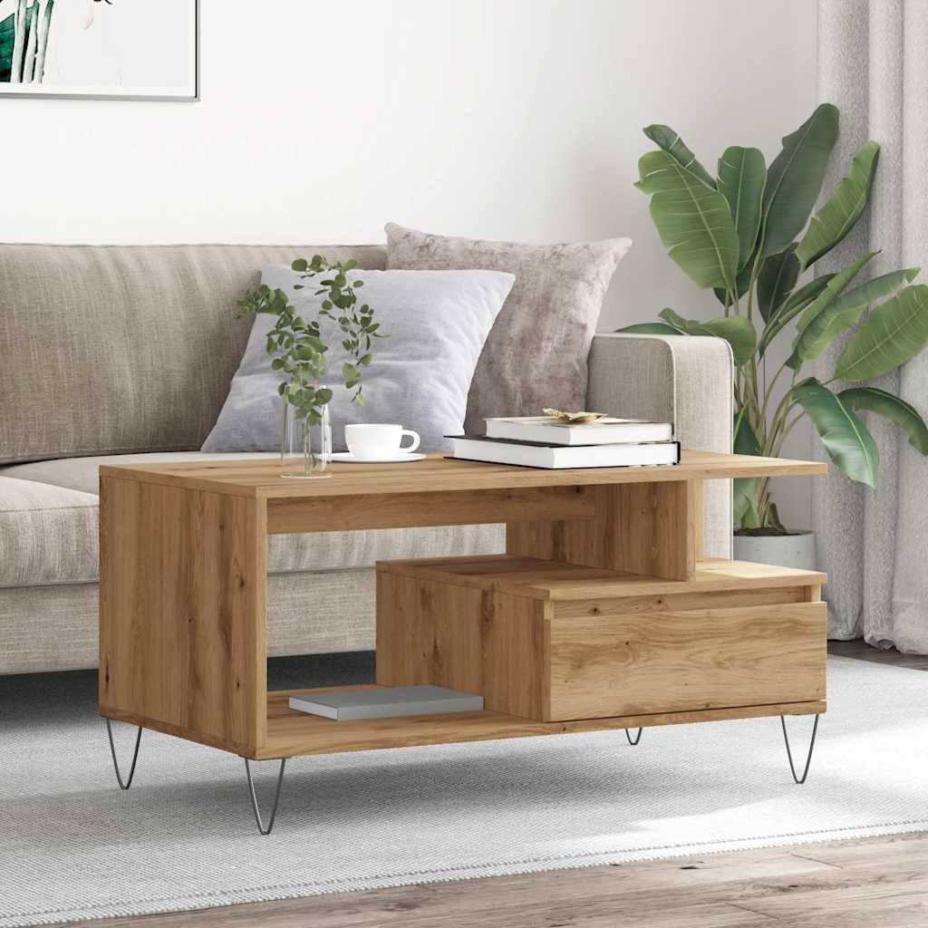 Konferenční stolek, dub artisan 90x49x45 cm, materiál na bázi dřeva