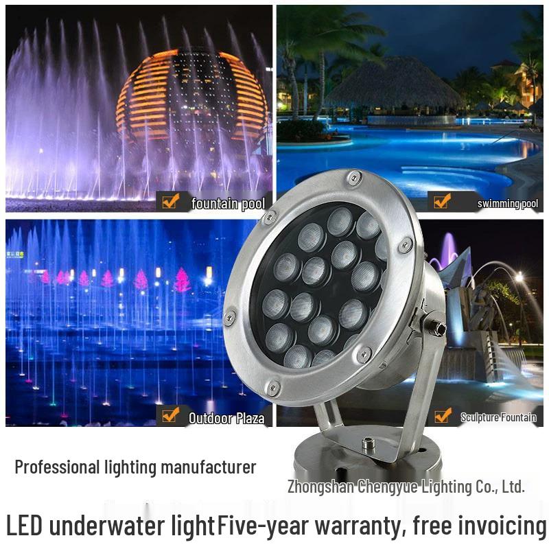 

Низковольтный светодиодный подводный светильник из нержавеющей стали для бассейнов, фонтанов и прудов с рыбами 12W