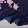 BYSIFA|Navy Blue Pink Silk Square Scarf Printed Women Brand Satin Scarves Shawls China Style Peach Blossom Design Head Scarf