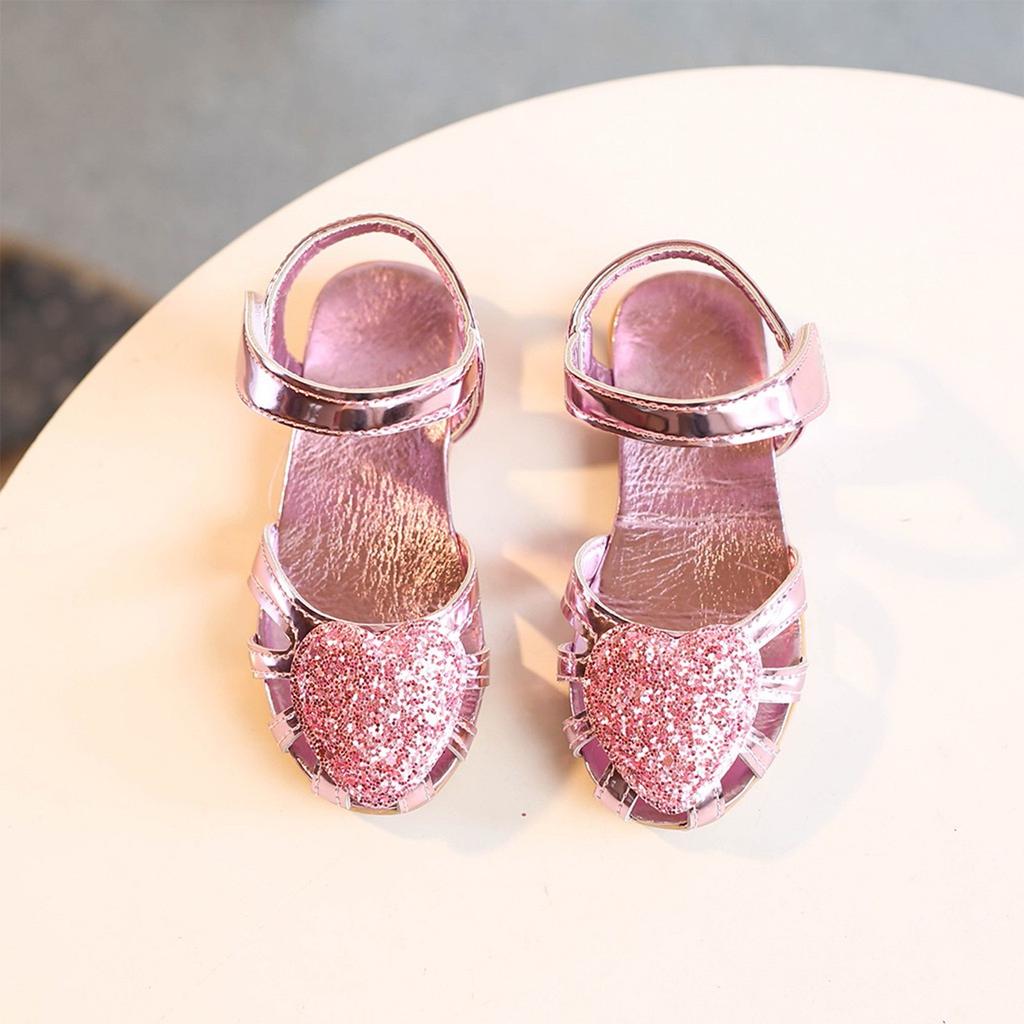 Girls' Baotou Dance Show Sandals Children's Sequin Love Beach Children's Shoes