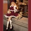 Christmas Camisole Fur Princess Santa New Everyday Wear [SDSXZWG] Women's 3-Piece Set Poncho, Dress, Blouse, Bowknot, Collar, Lapel, Mass-Produced