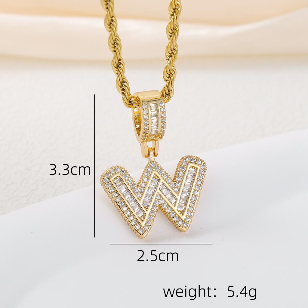 2025 New Initial Letter Necklace Women Men Cubic Zirconia Initial Pendant Necklace Rope Chain English A-Z Letter  Gift
