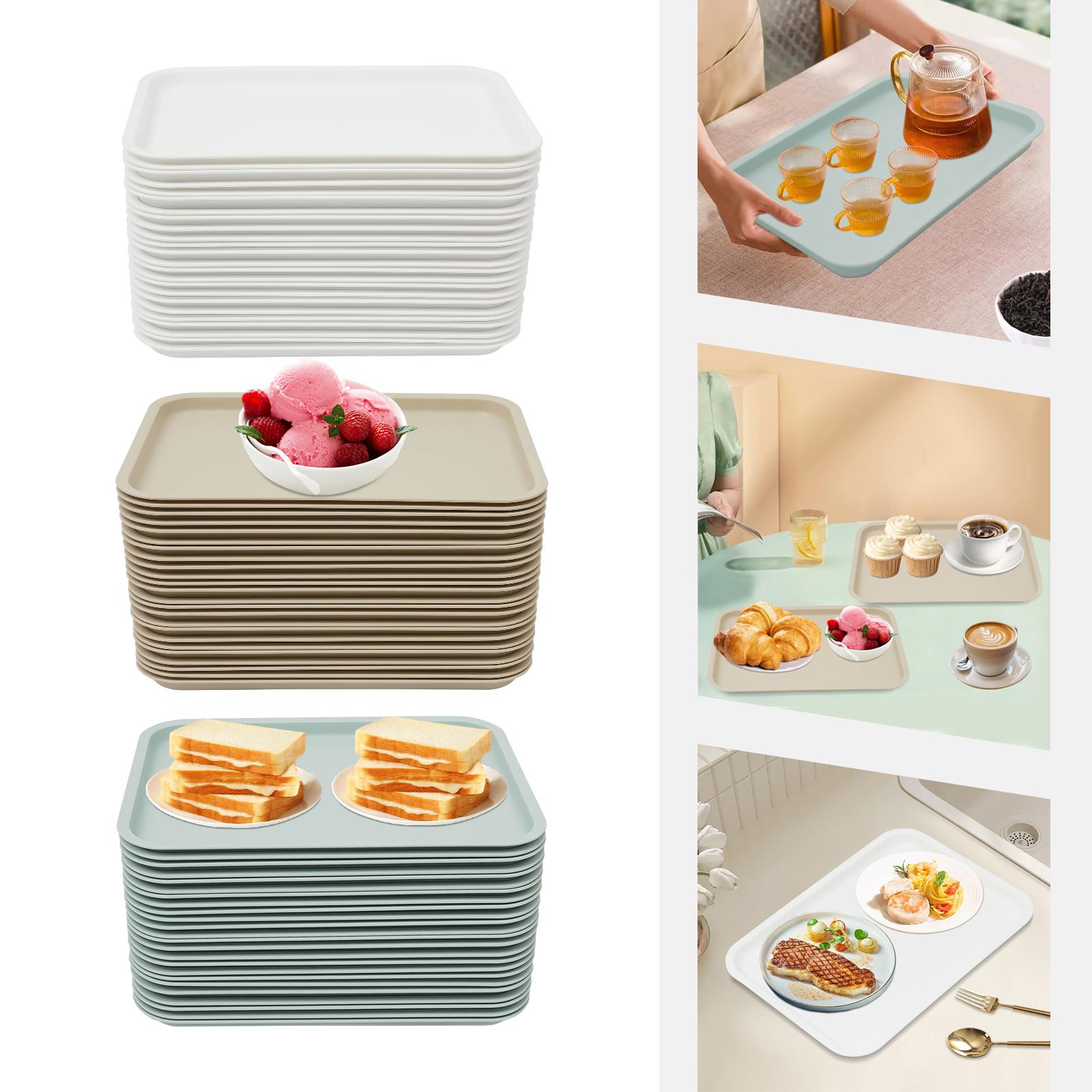 

24pcs Blue/Khaki/White Trays Fast-Food-Tabletts Rectangle Serving Trays Cafeteria Tabletts For Serving Steaming Hot Food, Juices белый