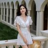 Women's Black One-Piece Skirt Swimsuit 2025 - Summer Conservative Swimwear, Sweet Slimming Design with Belly Coverage.