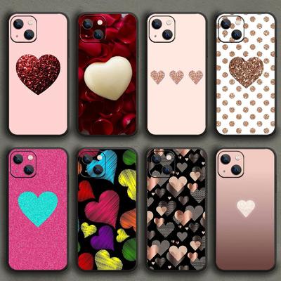 Gold Pink Glitter Heart Phone Case For iPhone Samsung Galaxy Redmi Xiaomi Oppo OnePlus Note S A 7 8 9 10 11 12 13 14 20 21 22 23 53 54 Pro Max Ultra
