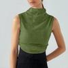 Women's Solid Color Semi-high-neck Sleeveless Vest Pleated  Top T-shirt