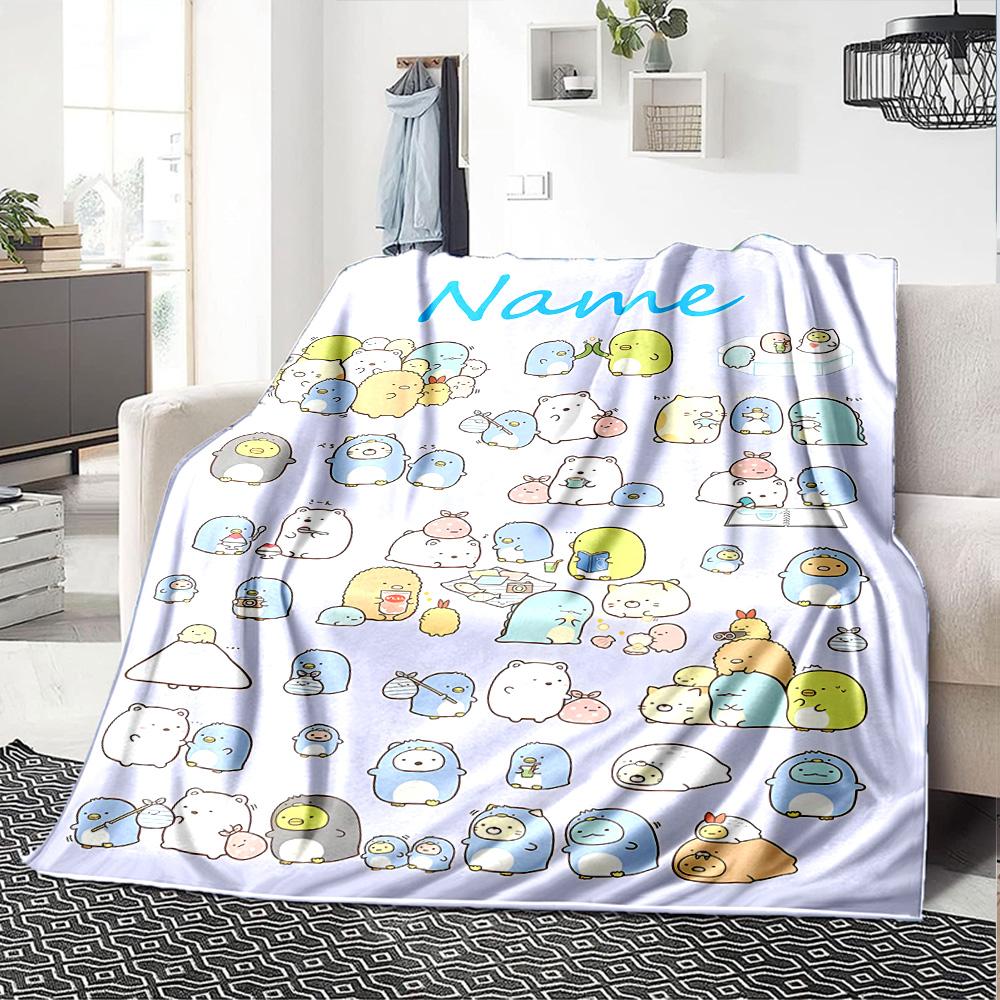 Customiz Name Personality Sumikko Gurashi Blanket Soft &Warm Sofa Office Bed Travel Lunch Break Blanket, Gift Suitable All Seasons