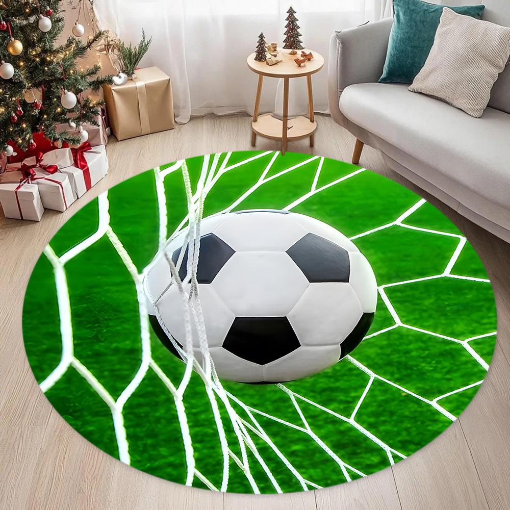 Voetbalveld Tapijt Mat Kleed Sport Thema Realistisch Huisdecoratie met Groene Witte Toon voor Woonkamer Slaapkamer 40x40cm