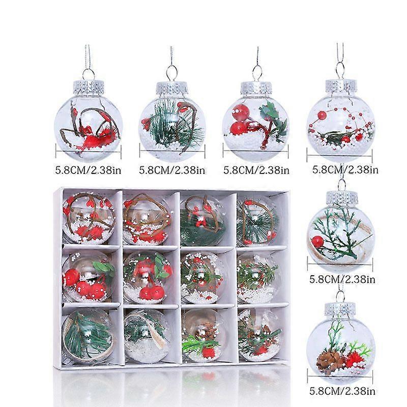 6cm 12 Packs Can Be Mixed In the Store 6cm 12 Transparent Christmas Ball Gift Box 6cm/8cm 12 Plastic Hollow Balls Christmas Decorations Christmas