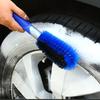 1pc Curved Handle Wheel Cleaning Brush with Soft Bristles & Reinforced Core - Multi-Surface Scrubber for Car Rims/Tires/Exterior