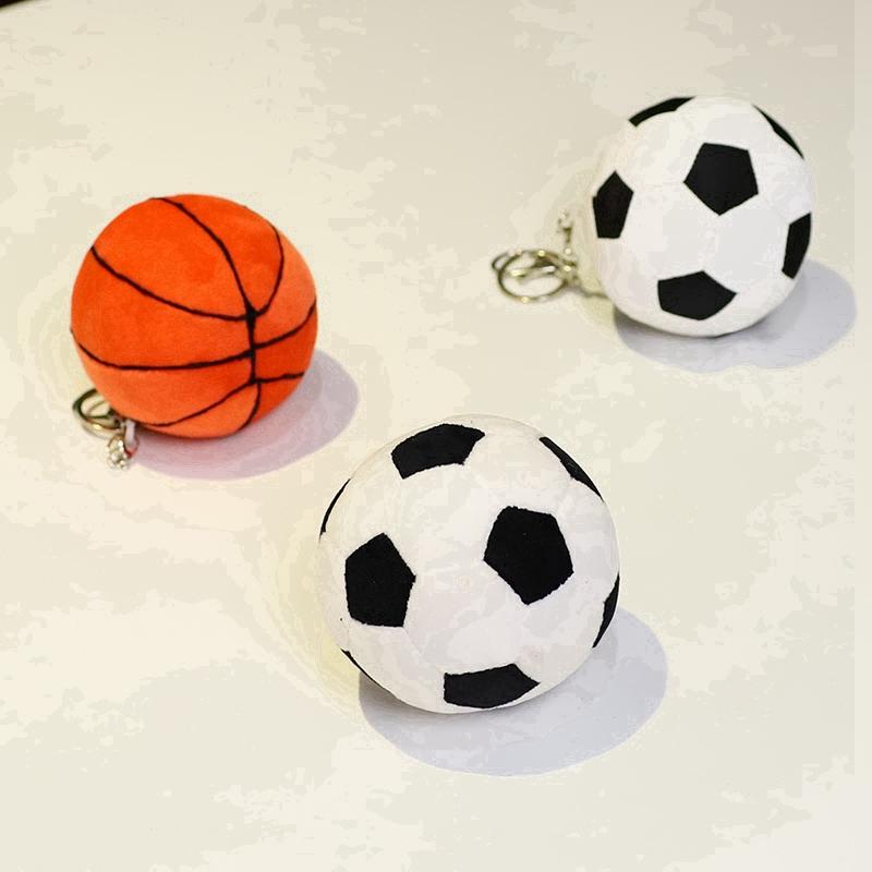 Pendentif Peluche Ballon de Sport 9cm Rempli Basket-ball Orange & Football Noir Blanc Porte-clés Décor Peluche pour Sac Sac à Dos Cadeau