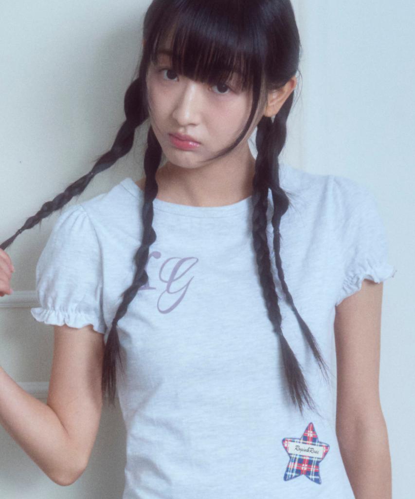 Loginaenloji Rg Lettering Check Star T-Shirt White Melange