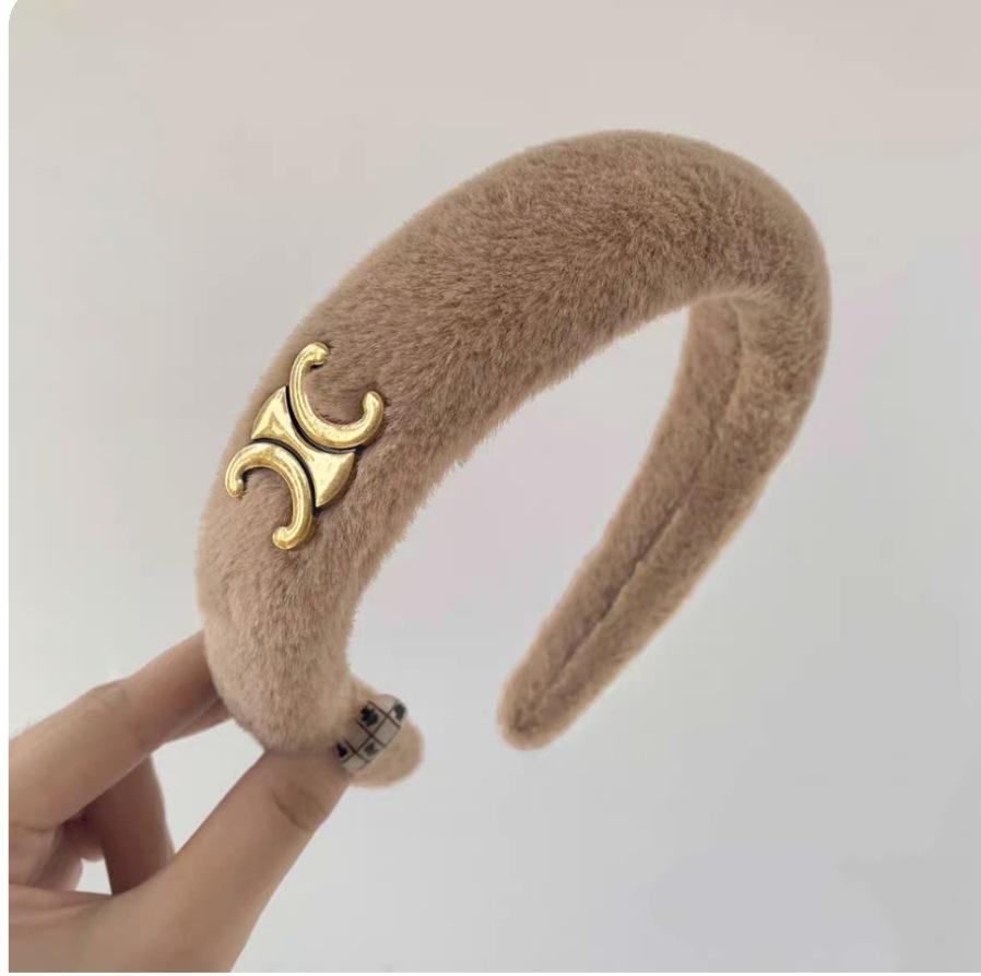 Imitation Mink Fur Wide Edge Headband for Women - Autumn/Winter Face Washing Accessory