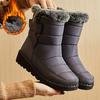 Women's Waterproof High-Top Snow Boots - Warm Plush Lined Winter Ankle Boots - Hook and Loop Closure Casual Cotton Shoes