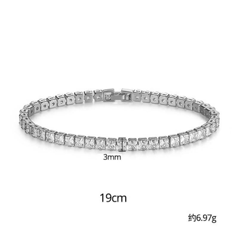 Elegant Zircon Tennis Bracelet Women Minimalist Geometric Design Electroplated Copper 17cm 19cm Lengths INS Style Luxury