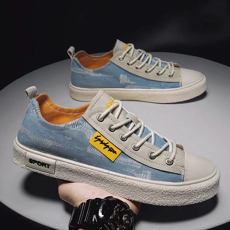 Letní pánské plážové boty Nové špičkové nízké boty, Pánské trendy oblíbené plátěné boty, Pánské studentské trendy všestranné