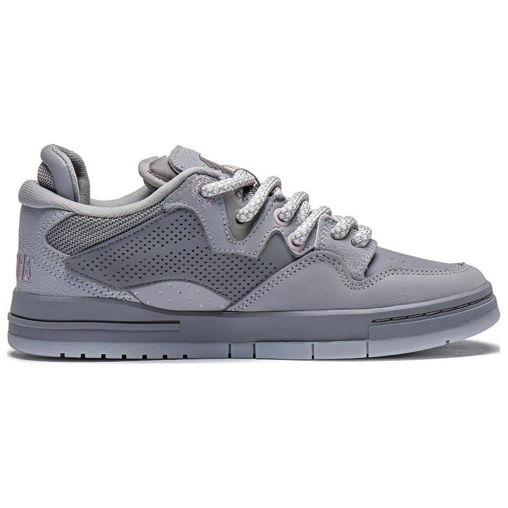 Li Ning X PLEASURES Wear Resistant And Lightweight Low Top Skateboard Shoes Women's Gray AECT066-2