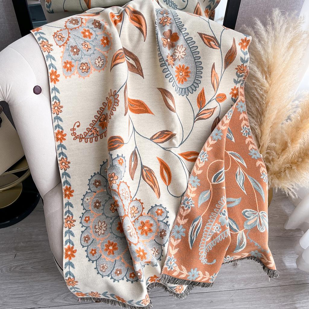 Women Thicken Luxury Winter Paisley Two-Sided Cashmere Jacquard Scarves High Quality Wrap Shawl Ladies Wool Pashmina Scarf