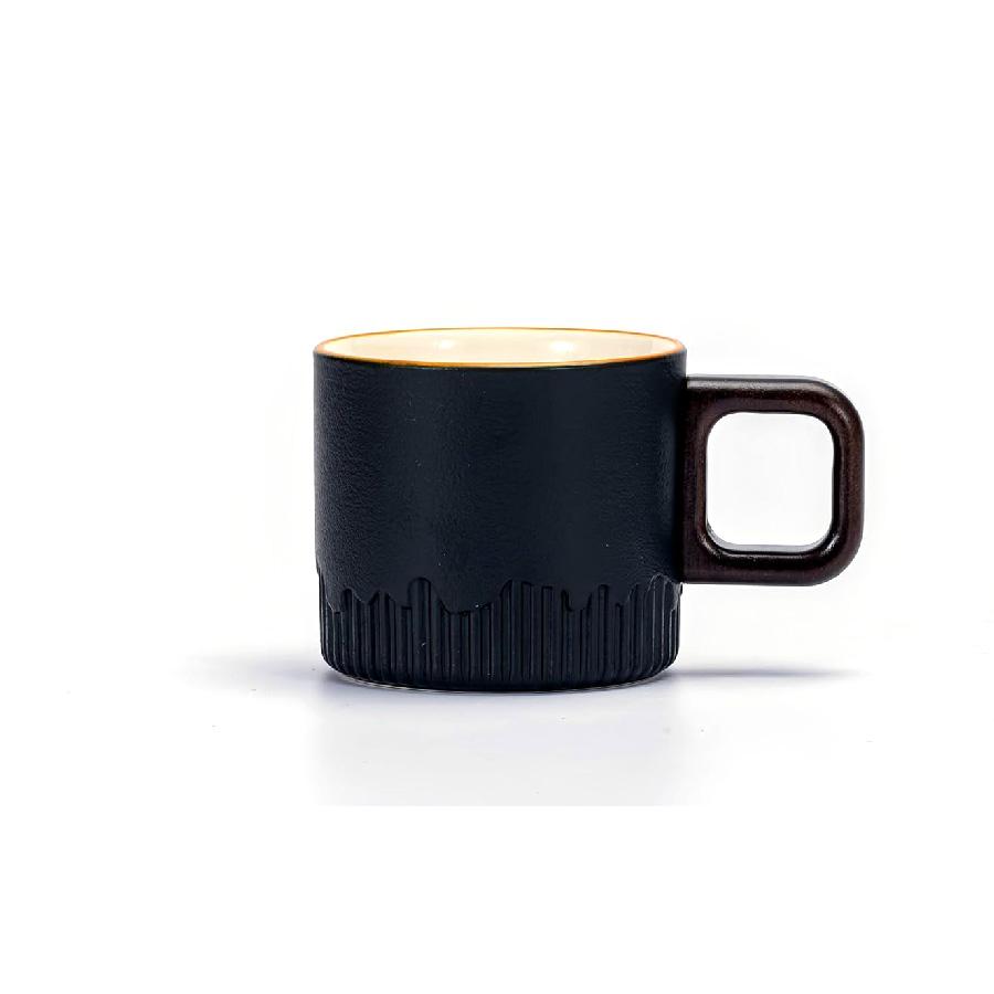 50ml Ceramic Espresso Cups with Wooden Handle Espresso Shot Cups Ceramic Tea Cups Porcelain Demitasse Cups for Coffee or Tea