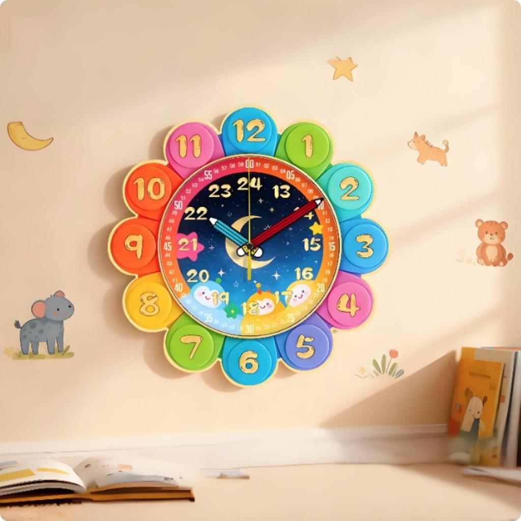Kinderzeit Lernuhr Leicht zu lernen Bunte analoge Uhr