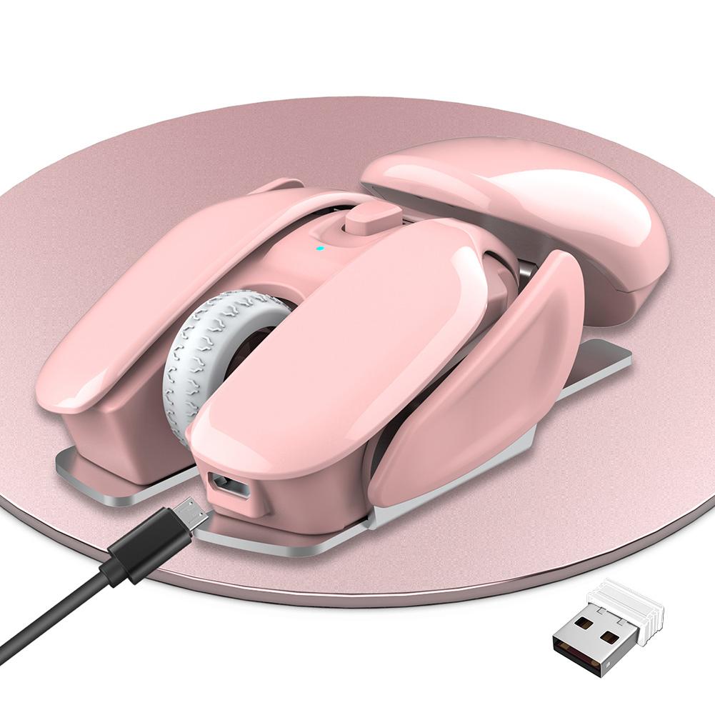 HXSJ Wireless Mouse 2.4Ghz 4 Button Rechargeable Photoelectric 1600Dpi Silent MousePink