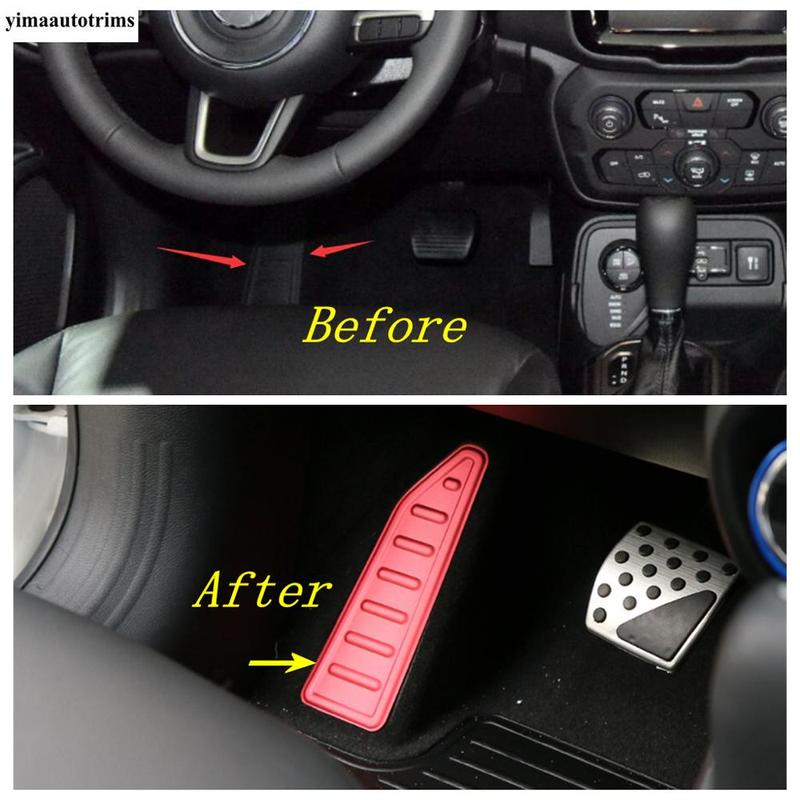 Car Left Foot Rest Pedal Footrest Non-Slip Pad Panel Protection Cover Trim For Jeep Renegade 2015 - Red Silver Accessories
