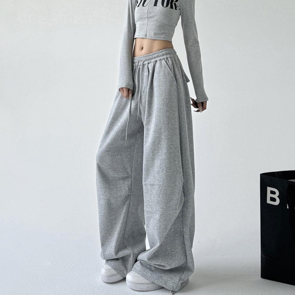 VIONA Y2K Harajuku Wide Leg Sweatpants Women Streetwear Baggy Oversize Gray Sports Pants High Waist Drawstring Casual Joggers Trousers
