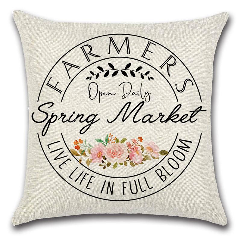 Pillow Case Spring Throw Pillow Case Flower Truck Farm Print Home Decor Cushion Cover Back Cushion